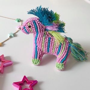 Handmade Rainbow Horse Beaded Keychain 🦄
